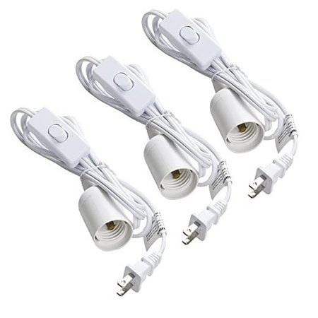 IPOWER 3 Pack 5.9 Feet Lamp Cord with Line Cord Switch, White, 3PK HILAMPCORDXSX3